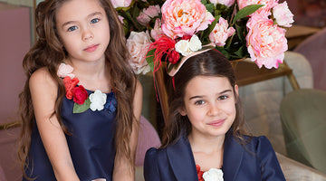 navy 3D flower outfits for little girls