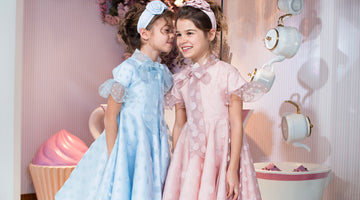 blue and pink dresses for little girls