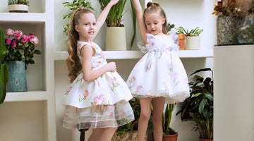 ecru dresses with pink flower prints