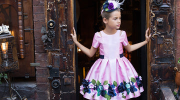 lilac dress with 3D flowers for little girls