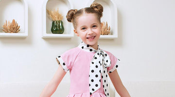 pink dress with black polka dots 