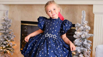 navy dress with silver sparkling stars