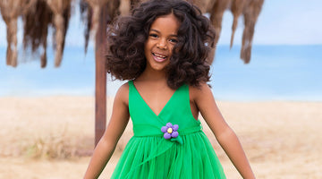 green chiffon summer dress for little girls