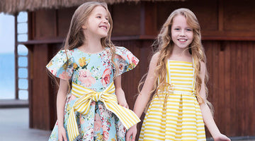 blue and yellow dresses for little girls