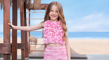 3D handmade pink rose blouse