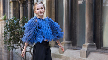 blue feathery blouse for little girls