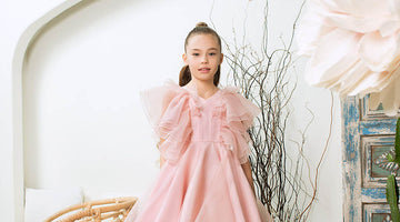 stylish pink organza dress for little girls
