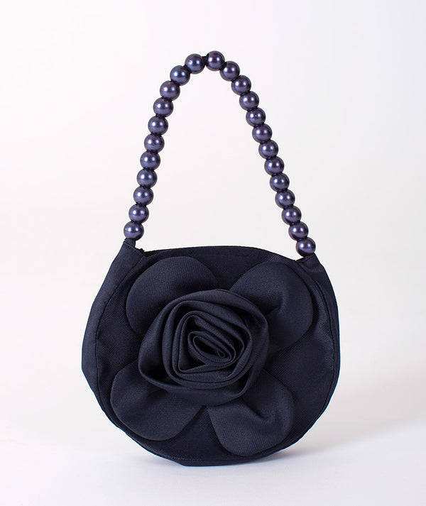 navy 3D Flower Bag