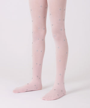 ecru tights with silver star prints