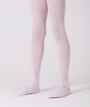 white tights with silver star prints