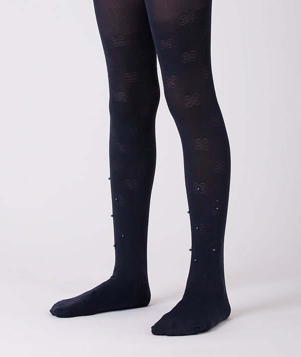 navy tights with pearls