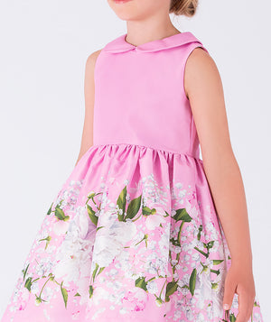pink dress with white flower prints
