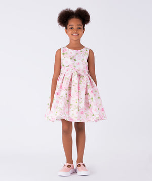 sleeveless pink floral dress