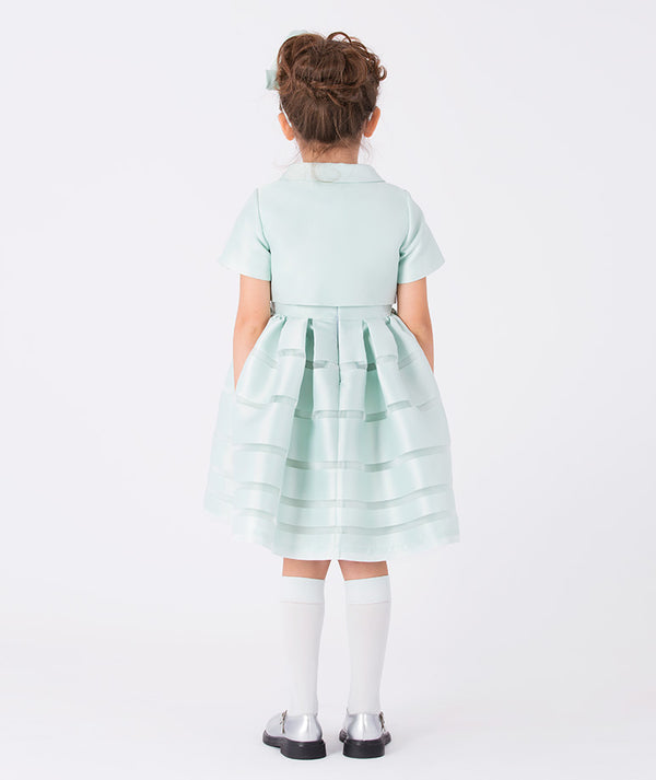 Classic short-sleeve dress in soft mint satin 