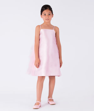 A chic dress with a layered organza voluminous back
