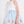 Load image into Gallery viewer, white organza dress with blue and white striped skirt with colorful flower prints
