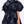 Load image into Gallery viewer, Elegant navy blue dress for girls with balloon sleeves and textured floral accents
