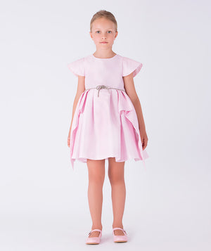 baby pink dress with ruffled skirt