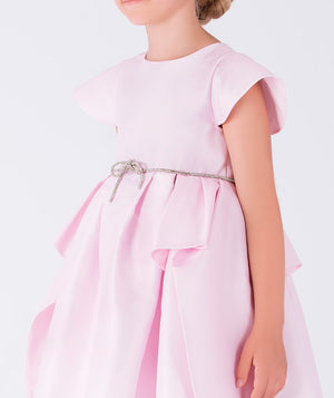 baby pink dress with a sparkling bow belt