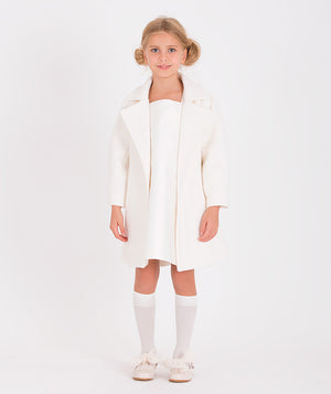 Chic girls' ivory coat with long sleeves