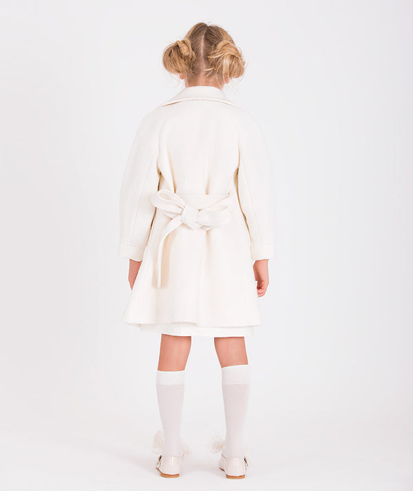 Stylish long ivory coat for girls