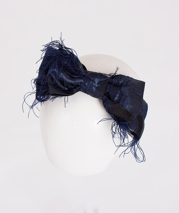 Navy Feathers Headband