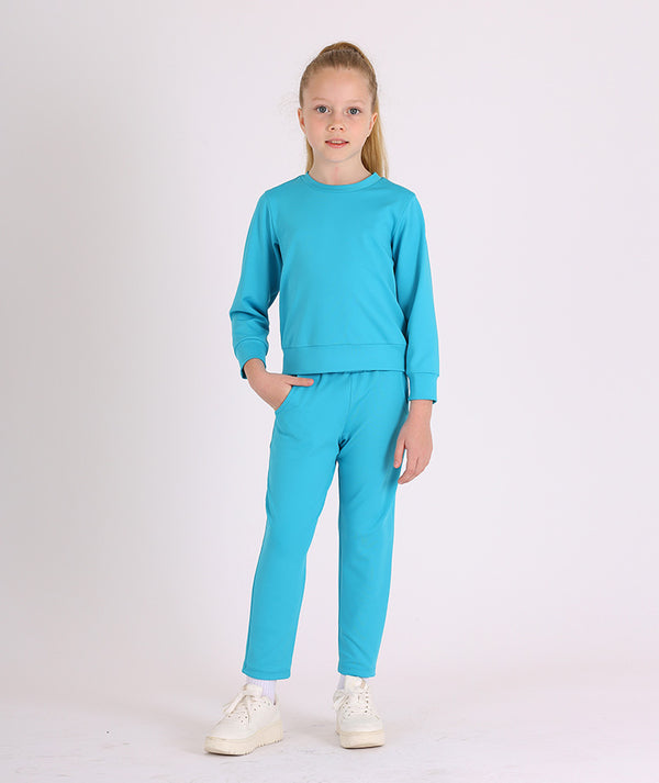 casual cerulean sweatsuit