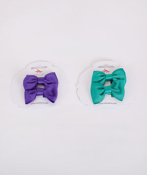 purpla and turquoise bow hair clip sets