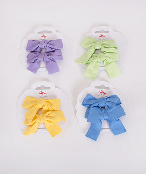 lilac, green, yellow and blue bow hair clip sets