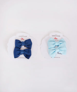 navy and blue bow hair clips