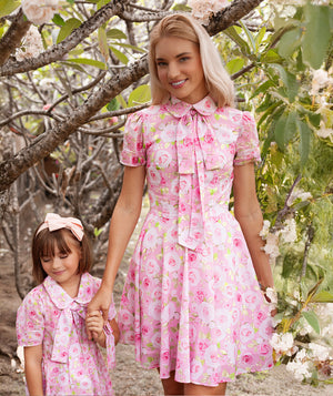 pink floral matching mom dress