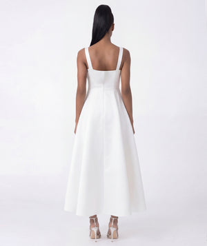 3d flower women's dress white back