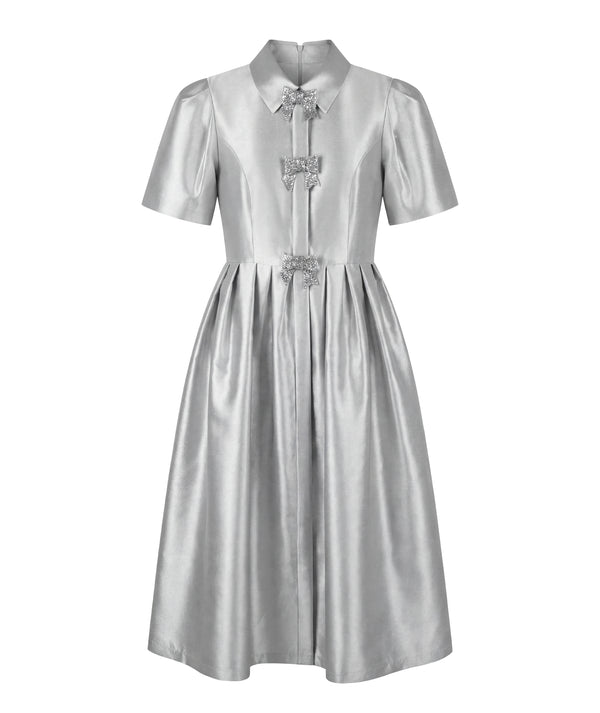 Exquisite Silver Bow Women's Dress