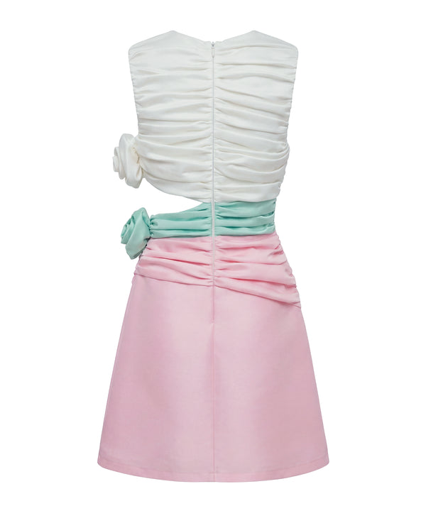 Tri-Color Rose Appliqué Women's Dress