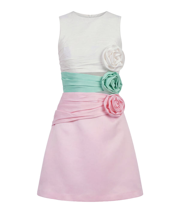 Tri-Color Rose Appliqué Women's Dress