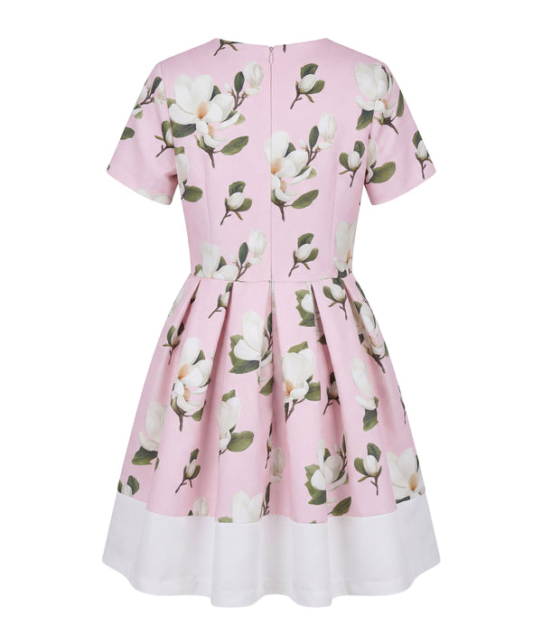 3D Appliqué Floral Pink Women's Dress
