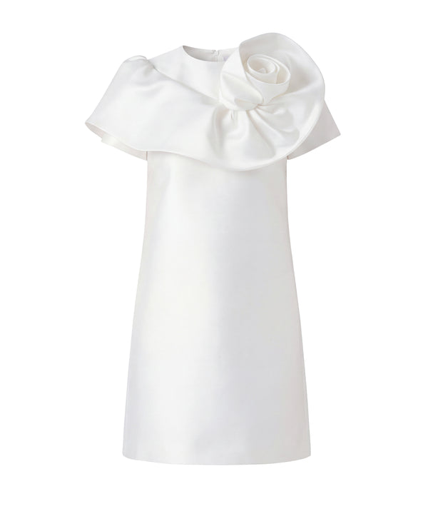 3D Flower Detail Women's Dress White
