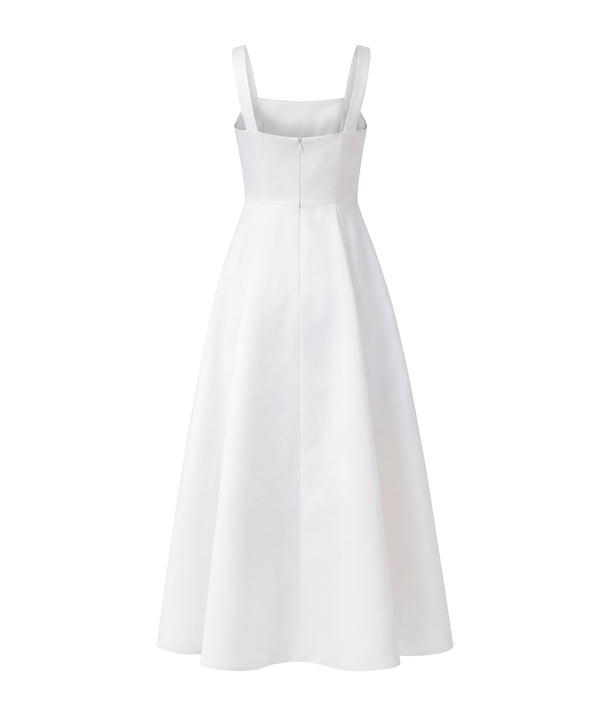 3D Flower Applique Women's Dress White