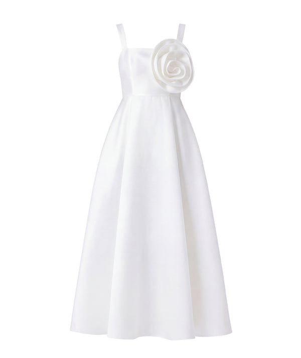 3D Flower Applique Women's Dress White