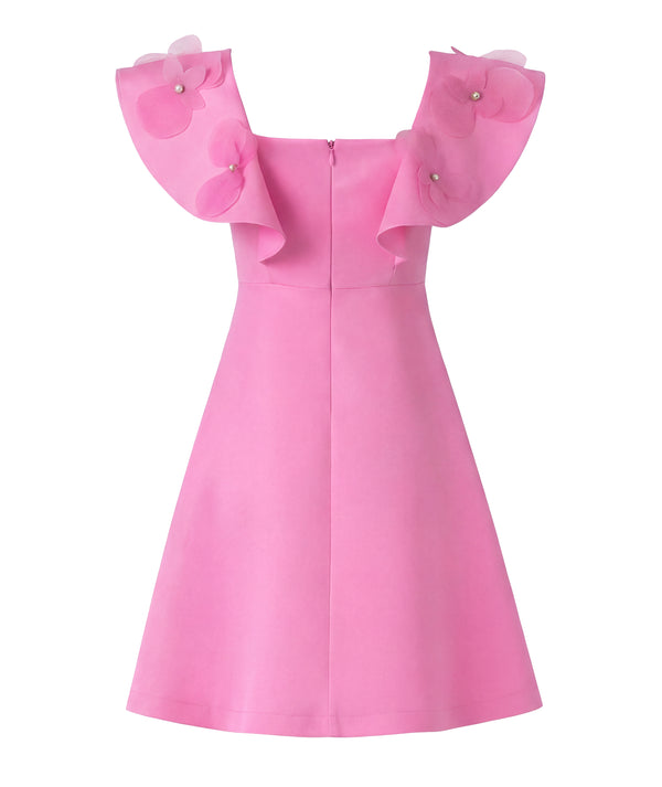 Floral Ruffle Shoulder Women's Dress