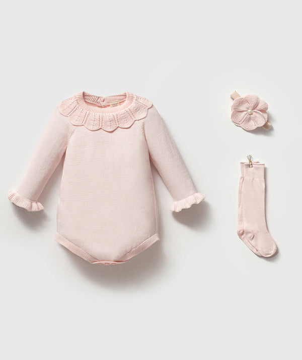Blush Petal Collar Baby Set | 3 Pieces