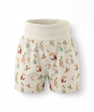 Shorts with a colorful pattern on a white background