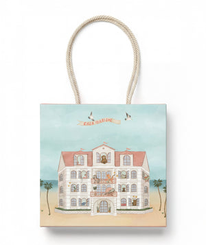 Gift bag with a house illustration and 'Casa Darlin' text on a white background