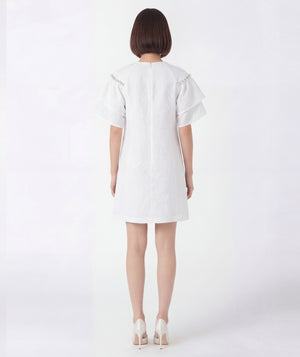 asian women wearing a white dress on a plain background