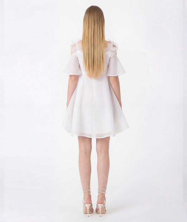 Crystal Flower Strap Girls Dress back women