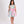 Load image into Gallery viewer, blue floral summer dress with a big, pink and white striped bow on the waist
