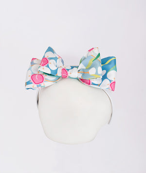 blue floral double bow headband