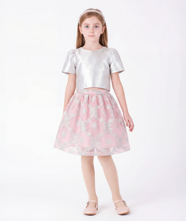Jacquard Bow Girls Outfit | 2 Pieces