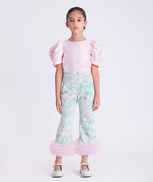 8 years old girl wearing Organza Ruffle Pants Girls Outfit 