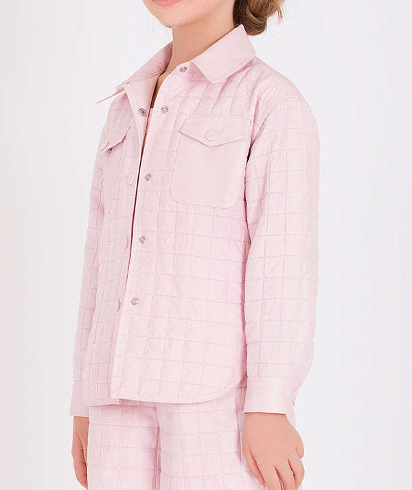 Pink Quilted Jacket with Pockets